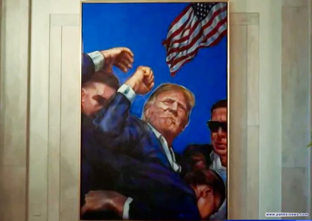 ترمب يزيلُ صورةَ باراك أوباما في البيت الأبيض ويضعُ مكانها لوحةً تجسده وهو ينجو من محاولة اغتيال!